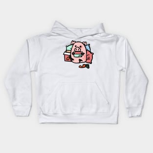 Cute Cartoon Piggy Playing Games Kids Hoodie